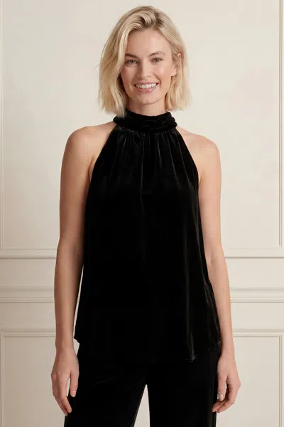 Aspiga , Sustainable Womens Velvet Halter Top, Black, Night Out