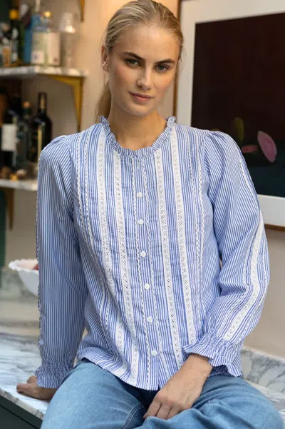 Aspiga Vienna Striped Long Sleeve Blouse In Blue