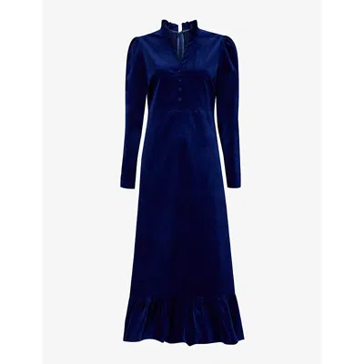 Aspiga Womens Atlantic Blue Percy V-neck Stretch-cotton Midi Dress