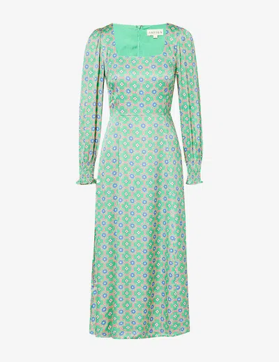 Aspiga Womens Geo Floral Green Lyla Floral-pattern Woven Maxi Dress