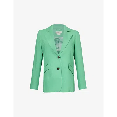 Aspiga Womens Green Notch-lapel Regular-fit Linen-blend Blazer