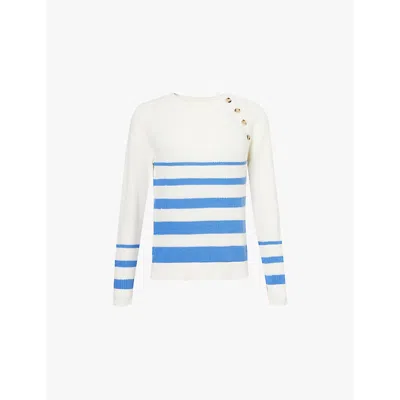 Aspiga Womens  Rhia Striped Cotton-blend Jumper In Ivory/pale Cobalt