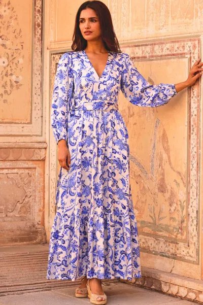 Aspiga Womens Ethical Annie Hammered Satin Maxi Summer Wedding Guest Evening Dress Cream Blue | Xs/8 - (uk  In Multi