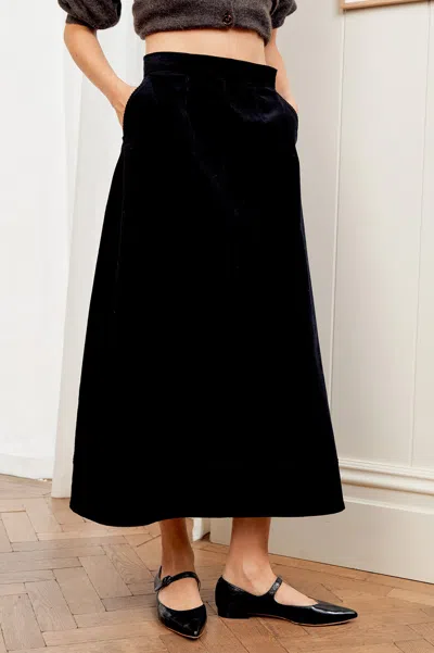 Aspiga Womens Ethical Caro A-line Corduroy Cotton High Waist Skirt Black | Xl/16 - (uk 16/us 12/eu 44)