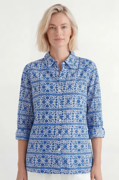 Aspiga Womens Ethical Tiana Organic Cotton Shirt Classic Sustainable White In Blue