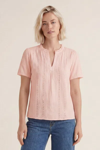 Aspiga Womens Ethical Vienna Cotton Short Sleeve Blouse Casual Blush