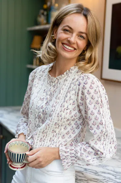 Aspiga Womens Ethical Vienna Printed Long Sleeve Blouse Casual Buta Pink/cream In Purple