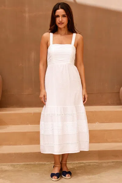 Aspiga Womens Sustainable Cotton Dobby Marielle Dress Summer Holiday White