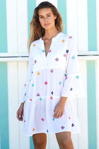 Aspiga Womens Sustainable Cristina Embroidered Kaftan Organic Cotton Summer Holiday Beach Cover Up Dress Wh In Red