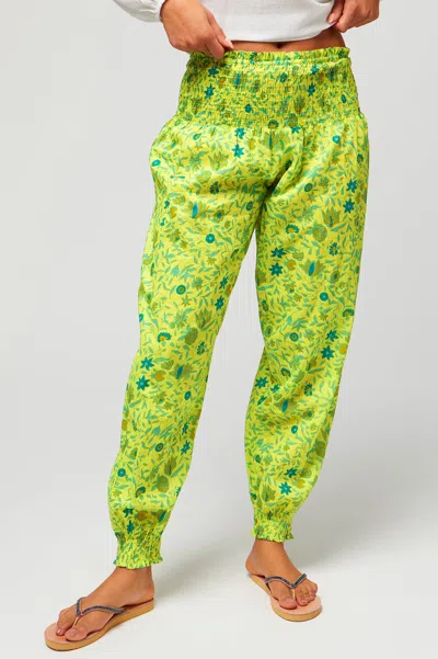 Aspiga Womens Sustainable Harem Trousers Floral Green Summer Holiday | S/m