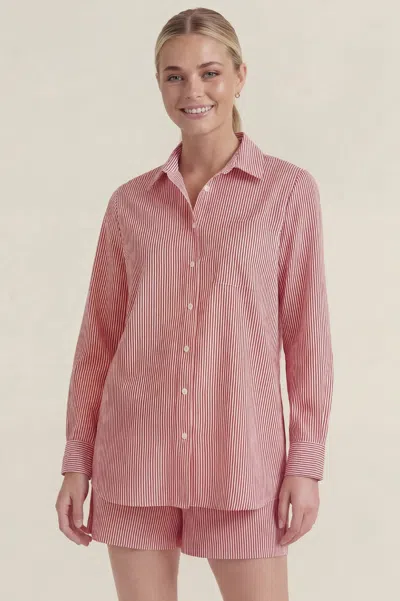 Aspiga Womens Sustainable Hattie Cotton Stripe Shirt Red White In Pink