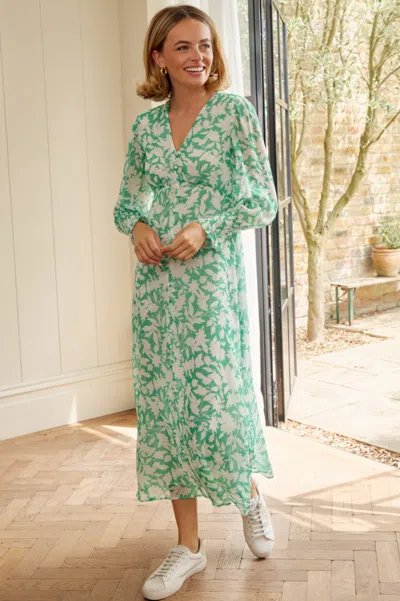 Aspiga Womens Sustainable Long Sleeve Sally Anne Viscose Summer Holiday Wedding Guest Evening Dress Floral  In Multi