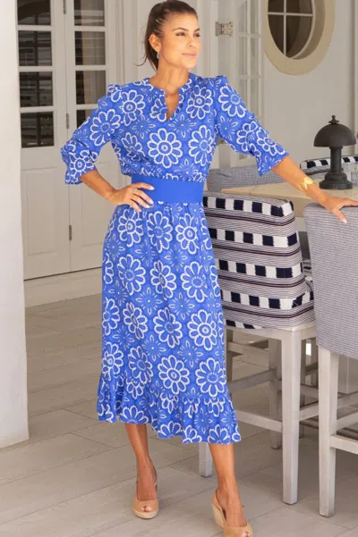 Aspiga Womens Sustainable Maeve Ecovero Viscose Summer Holiday Wedding Guest Evening Dress Floral Printed B In Blue