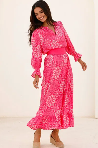 Aspiga Womens Sustainable Maeve Ecovero Viscose Summer Holiday Wedding Guest Evening Dress Floral Printed P In Pink