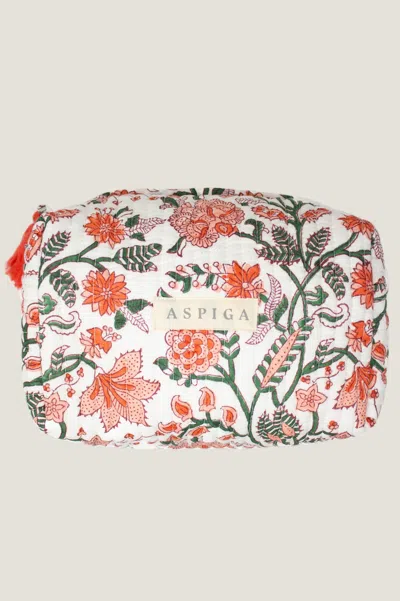 Aspiga Womens Sustainable Medium Wash Bag Block Print Gardenia Pink Green