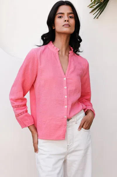 Aspiga Womens Sustainable Mina Organic Cotton Cheesecloth Summer Blouse Pink Lemonade | S/10 - (uk 10/us 6/
