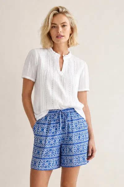 Aspiga Womens Sustainable Pull On Organic Cotton Shorts Blue White In Neutral