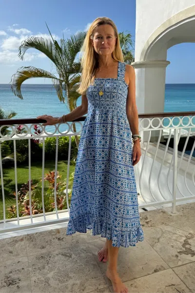 Aspiga Womens Sustainable Rhianna Organic Cotton Dress Summer Holiday Blue White