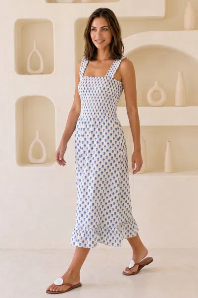 Aspiga Womens Sustainable Rhianna Organic Cotton Dress Summer Holiday Blue/ White