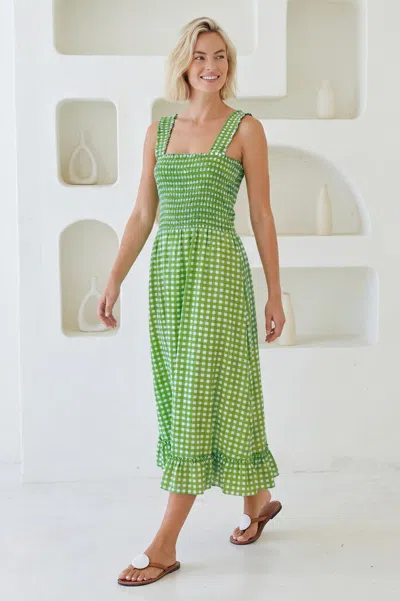 Aspiga Womens Sustainable Rhianna Organic Cotton Dress Summer Holiday Green White