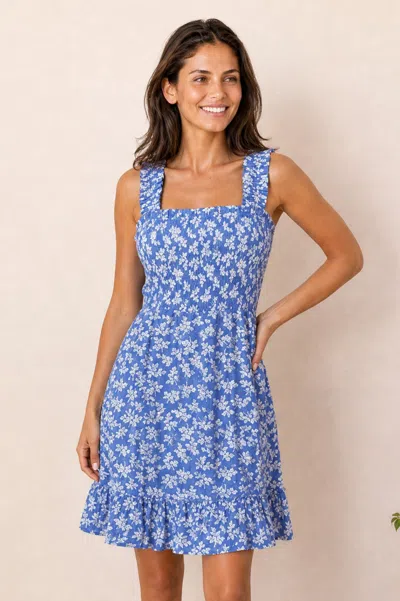 Aspiga Womens Sustainable Rhianna Short Organic Cotton Dress Blue And White