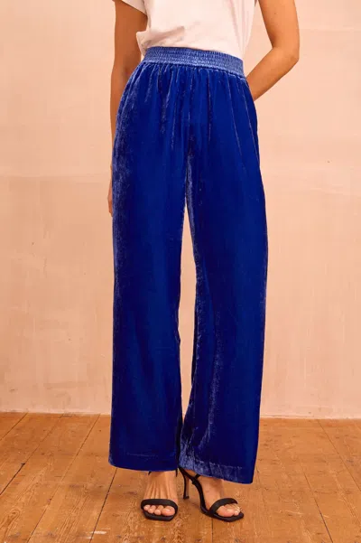 Aspiga Womens Sustainable Velvet Side Stripe Viscose Trousers Azure Blue Autumn Winter Graduation | S/10 - 