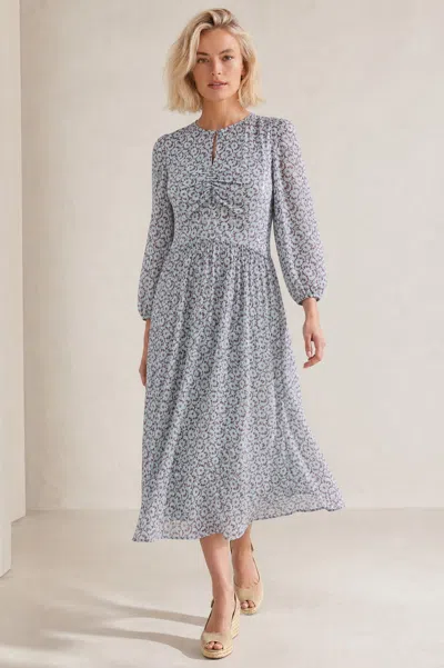 Aspiga Womens Sustainable Verity Ruched Printed Dress Wedding Guest Blue