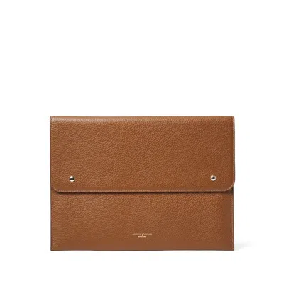 Aspinal Of London 13-inch Classic Laptop Case In Tan Pebble In White
