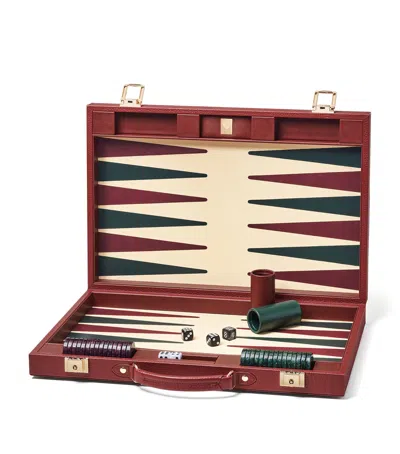 Aspinal Of London 17-inch Pebble-effect Leather Backgammon Set In Red