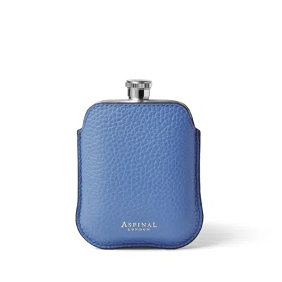 Aspinal Of London 5oz Hip Flask With Leather Pouch In Blue