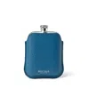 Aspinal Of London 5oz Hip Flask With Leather Pouch In Blue