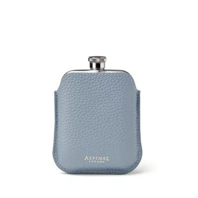 Aspinal Of London 5oz Hip Flask With Leather Pouch In Blue
