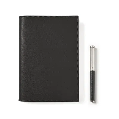Aspinal Of London A5 Refillable Journal & Pen Set In Black