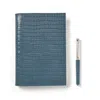 Aspinal Of London A5 Refillable Journal & Pen Set In Blue