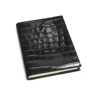Aspinal Of London A5 Refillable Leather Journal In Black