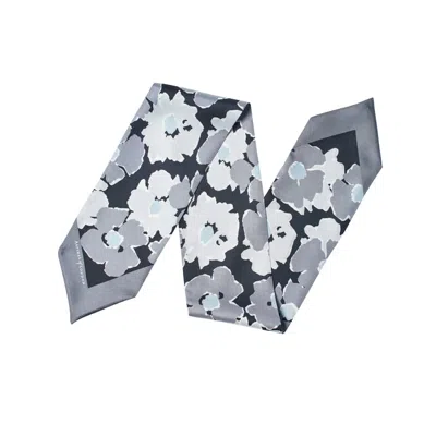Aspinal Of London Abstract Floral Silk Neck Bow In Gray
