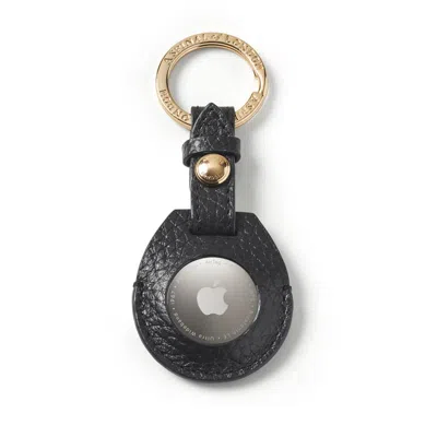 Aspinal Of London Airtag Key Ring In Black Pebble