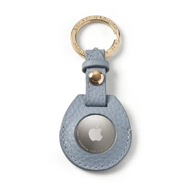Aspinal Of London Airtag Key Ring In Sky Blue Pebble