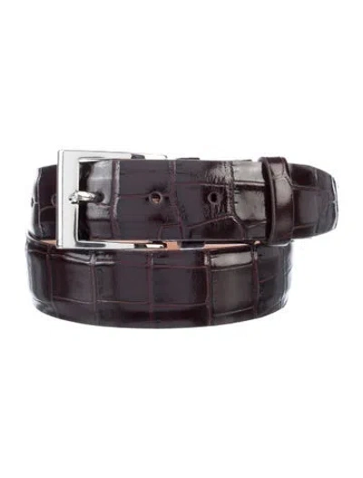 Pre-owned Aspinal Of London Alligator Belt In Brown