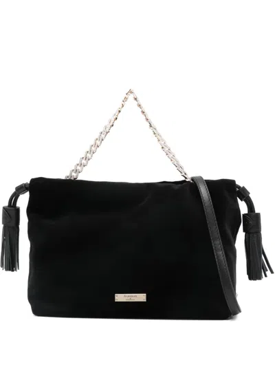 Aspinal Of London Amelia Velvet Tote Bag In Black