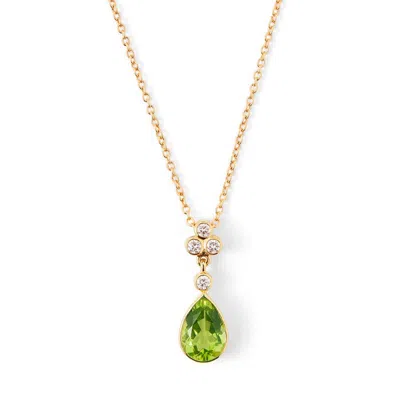 Aspinal Of London Aphrodite Teardrop Peridot & Diamond Pendant Necklace