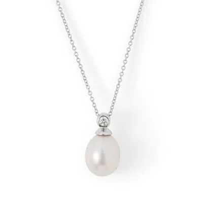 Aspinal Of London Arabella Teardrop Pearl & Diamond Pendant Necklace