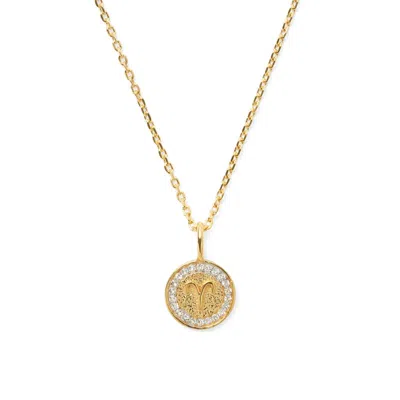 Aspinal Of London Aries Zodiac Pendant Necklace In Gold