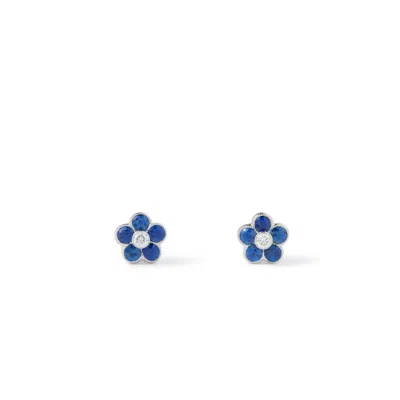 Aspinal Of London Athena 18ct White Gold Sapphire & Diamond Cluster Stud Earrings