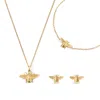 Aspinal Of London Bee Charm Necklace, Bracelet & Stud Earrings Set
