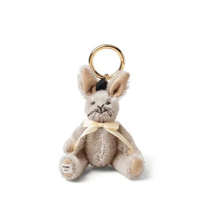 Aspinal Of London Binky Bunny Mohair Keyring In Gray