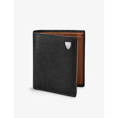 Aspinal Of London Black Billfold Logo-embellished Leather Wallet