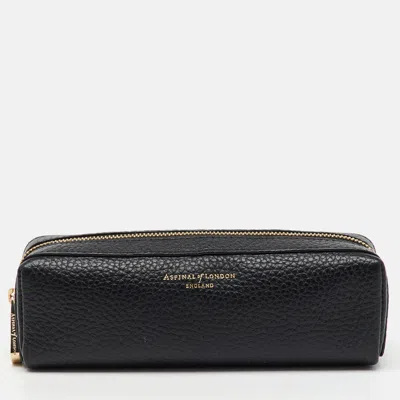 Pre-owned Aspinal Of London Black Leather Small Case Zip Pouch