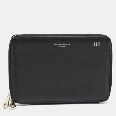 Pre-owned Aspinal Of London Black Leather Tablet Continental Wallet