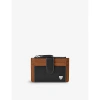 Aspinal Of London Black Logo-embossed Zipped Leather Coin And Card Holder In Black